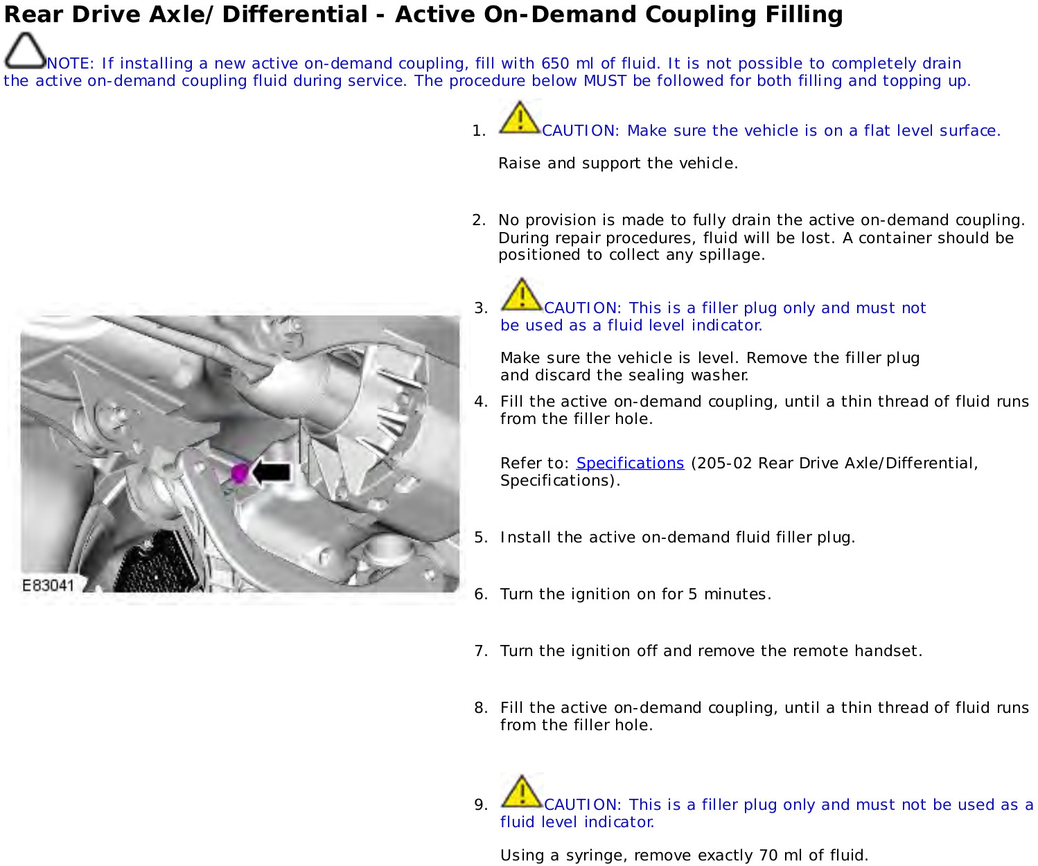 Rear Axle Differential Active OnDemand Haldex Coupling Service Fill